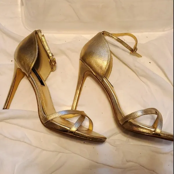 White House Black Market Gold High Heels - Image 6