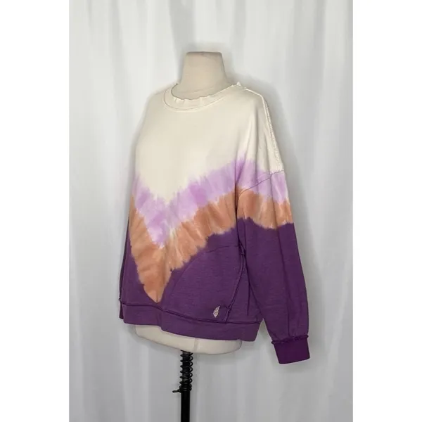 FP Movement FREE PEOPLE Ombre Metti Crew Sweatshirt Shirt Ombre Tie Dye Small - Image 5