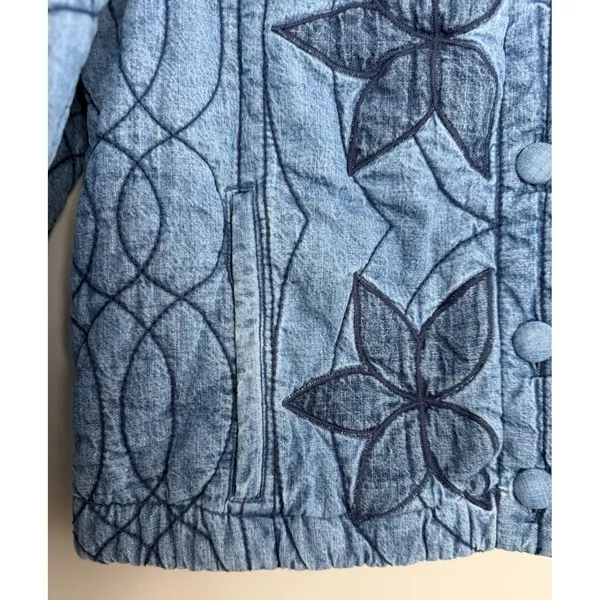 Free People Quinn Quilted Cotton Denim Jacket Women's Size XS - Image 9