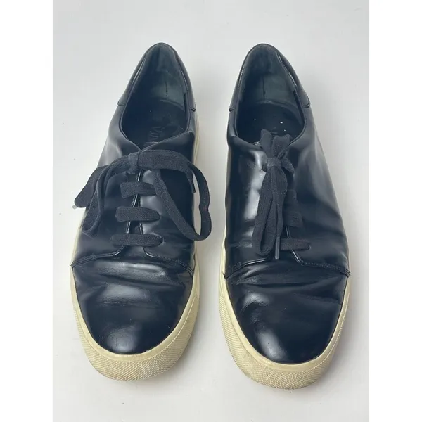 Vince Bale Black Leather Lace Up Platform Low Top Fashion Sneakers Size‎ 6.5 - Image 7
