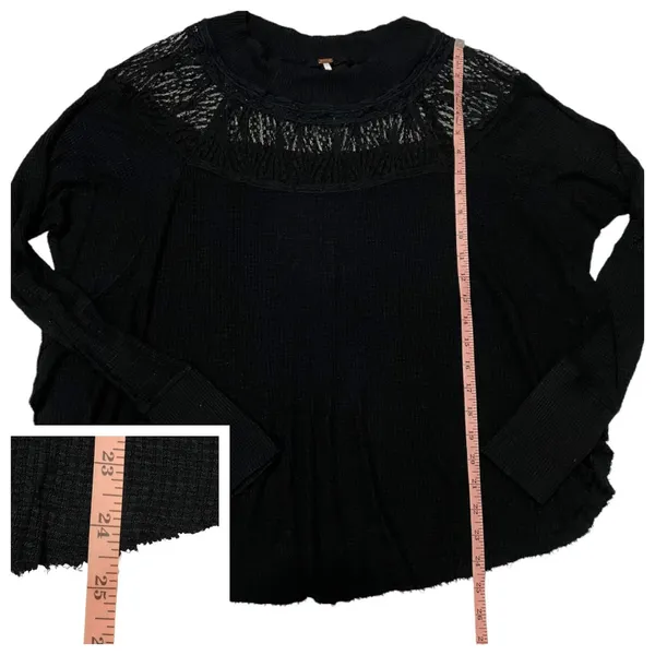 Free People Spring Valley Lace Trim Tunic Top - Black - Small - Image 4