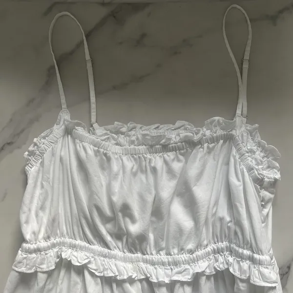 J. Crew Square Neck Ruffle Maxi Dress White Sz 14 FINAL PRICE - Image 8