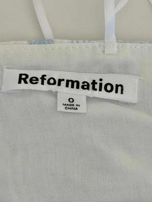 Reformation Dillon Blue and White Top Size XS/0 (Runs Large) - Like New - Image 7