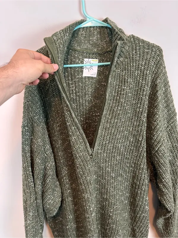 Offline by Aerie Chunky Knit 3/4 Zip Sweater Thumbhole Oversized Sweater Large - Image 4