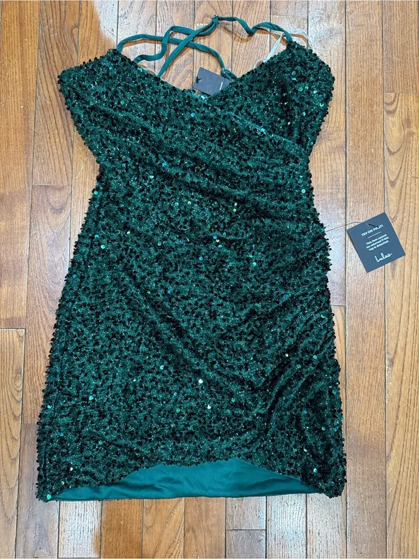 Lulu's Emerald Sequin Spaghetti-Strap Mini Dress - Image 6