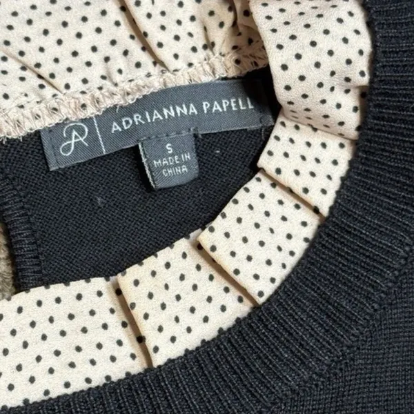 Adrianna Papell Black Pink‎ Polka Dot Layered Sweater Size S - Image 8