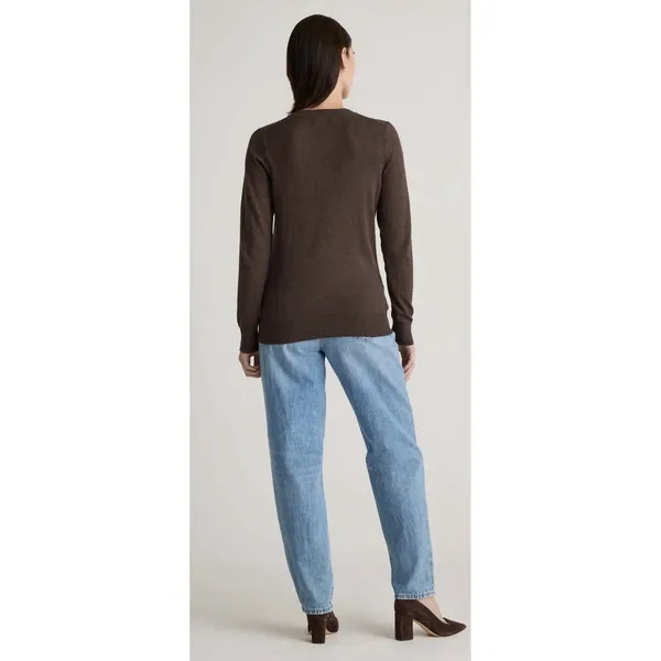 Quince lightweight V-neck sweater Brown Size Small Mocha Heather - Image 2