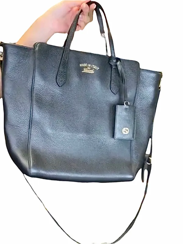 Gucci Swing Leather Tote with Detachable Strap 22179564 -black - Image 3