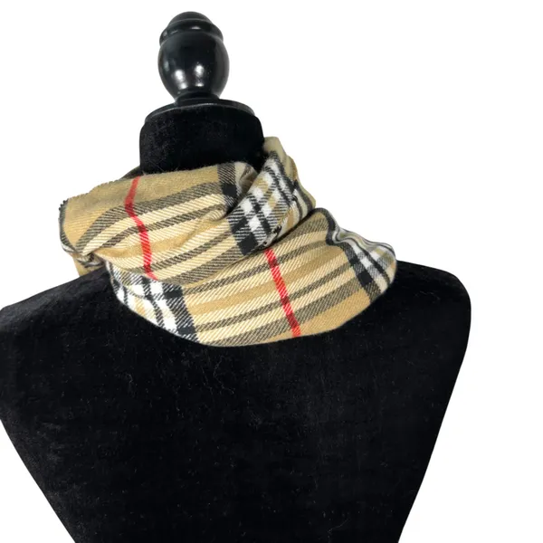 Kennedy Scotland Cashmere Check Plaid Brown Black Red Fringe Scarf - Image 2