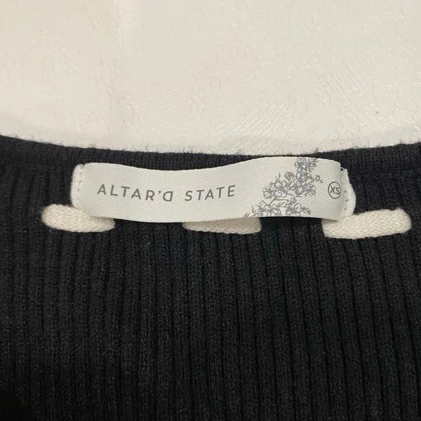 Altar’d State Black Ribbed Lace Up Cropped Sweater Top XS Coquette - Image 4