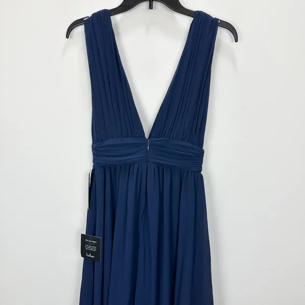 Lulus Heavenly Hues Navy Blue Maxi Dress Chiffon Bridesmaid Formal XS NWT - Image 12