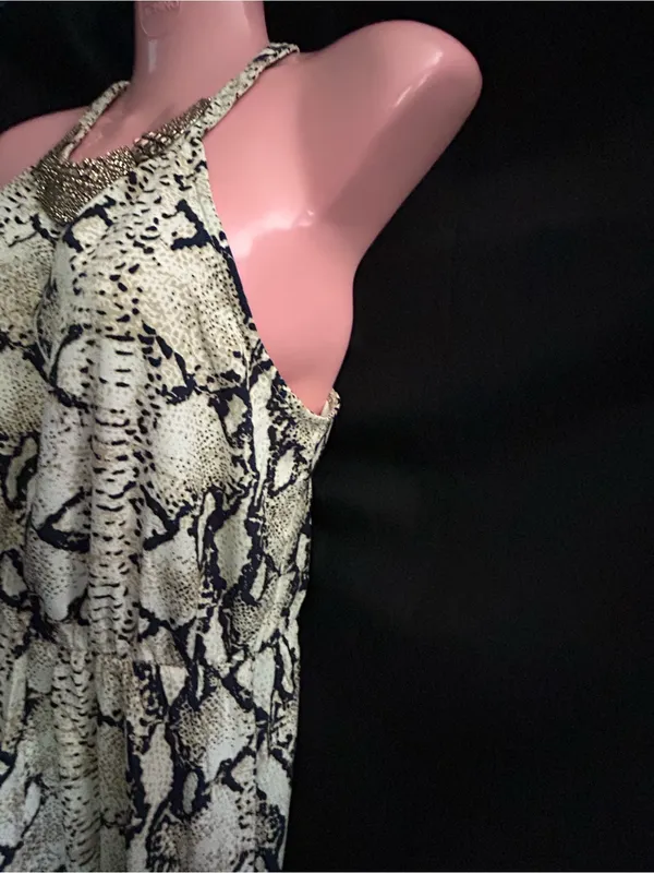 Marineblu Women’s Snake Print Halter Maxi Pants Romper Jumpsuit SM - Image 5