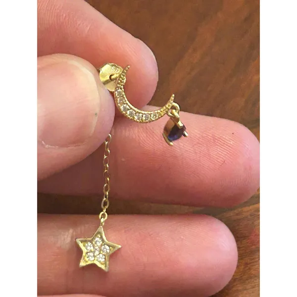 1 earring gold tone 925 sterling silver x87 0.72g 1 inch long - Image 3