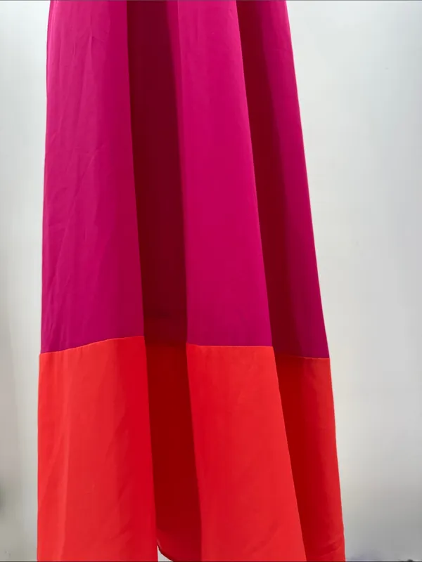 Old Navy Hot Pink Orange Maxi Dress Colorblock L halter style beach vacation - Image 4