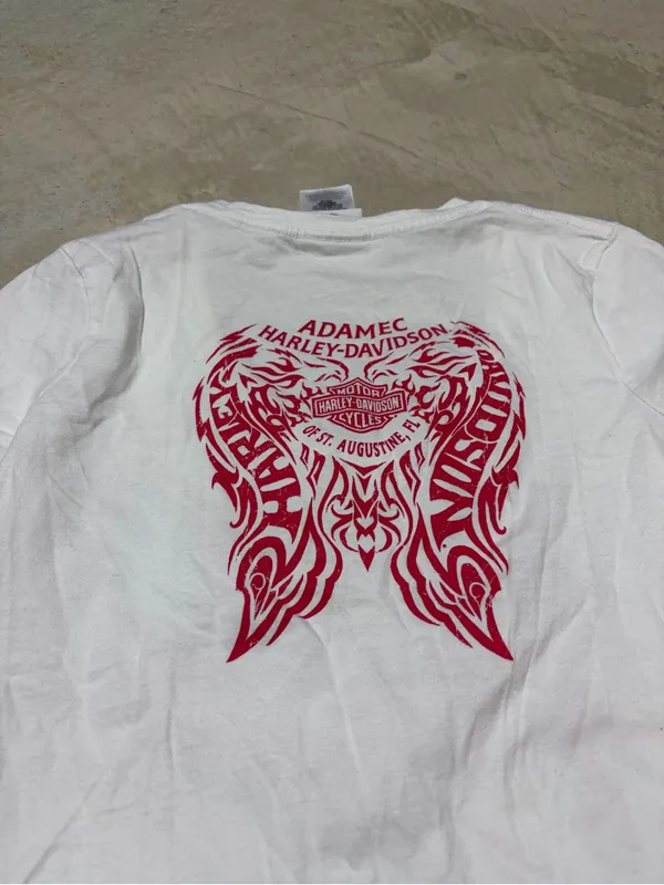 Harley Davidson White Graphic V-Neck Tee ride to Live XS Florida - Image 11