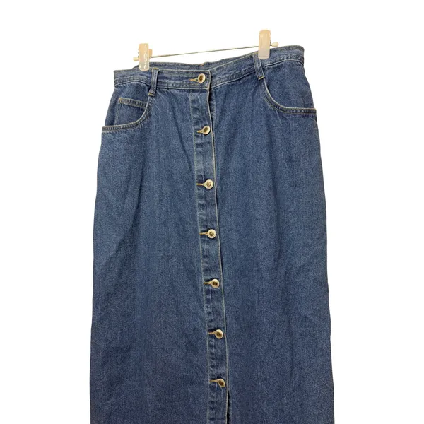 Just Blu Jeans Womens Blue Denim Button Front Maxi Skirt Size 10 High Rise 90s - Image 2