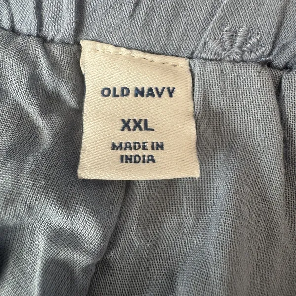 Old Navy XXL Blue Embroidered Tiered Mini Skirt Cotton Rayon Tie Waist Boho Chic - Image 6