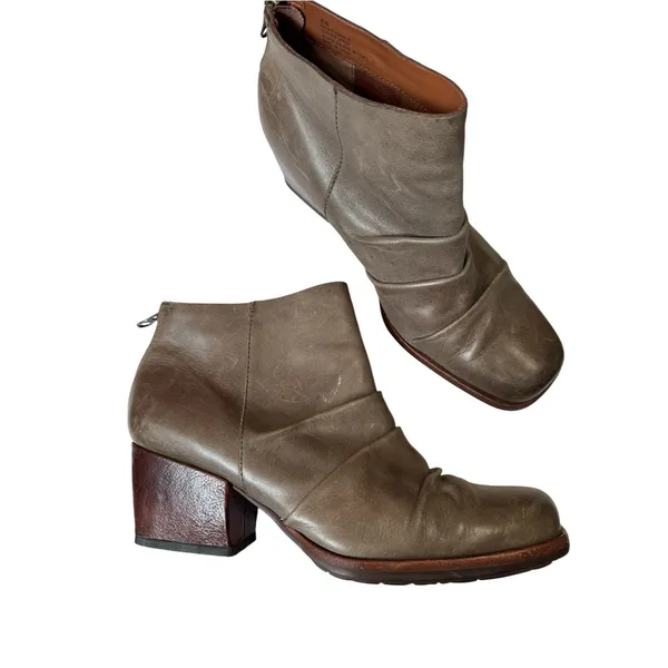Kork Ease Brown Leather Ankle Boots Womens 8.5 Casual Booties Fall Square Toe - Image 2