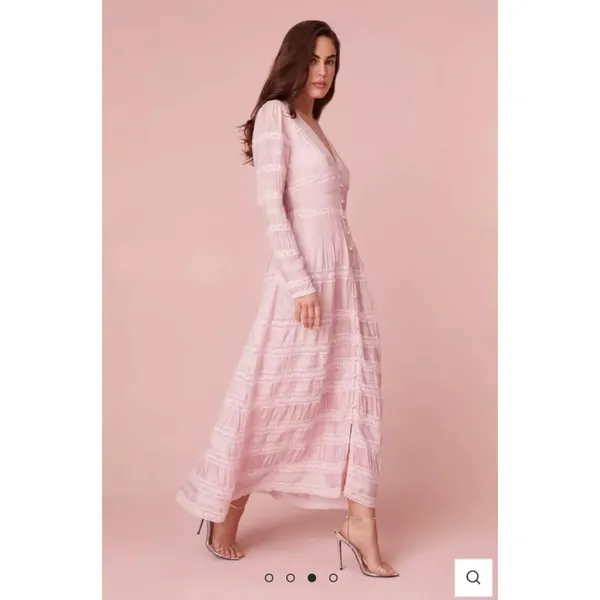 LoveShackFancy Ellitia Dress Victorian Lace Maxi Light Lilac Viscose US 0 NWT - Image 2
