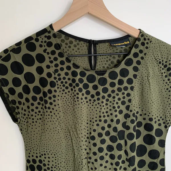 Nooworks Size Small Olive Green and Black Babydoll Dress - Image 8
