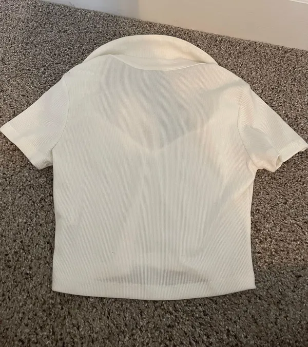 Princess Polly White Collared Cropped Shirt - Image 2