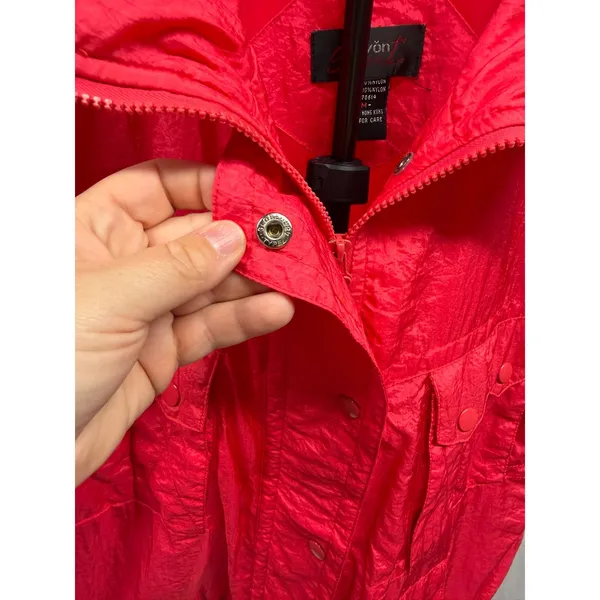 Vintage 80'S Lavon‎ Sport Women's Medium Neon Pink Retro Nylon Ski Vest Jacket - Image 5