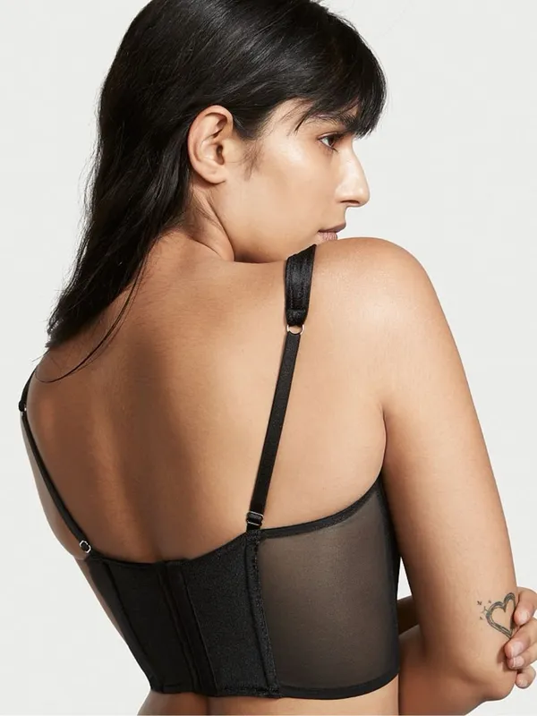 VS Black Velvet Lace Corset Bustier Top Size Large Y2K Coquette - Image 3