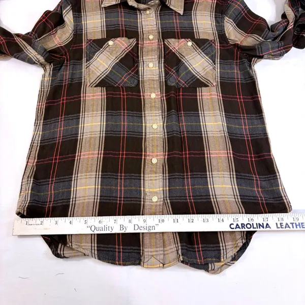 Ralph‎ Lauren Plaid Western Cowgirl Rodeo Shirt Brown Pink XS Roll Tab Sleeve - Image 7