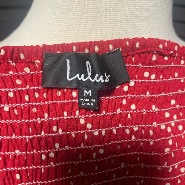Lulu's Red Polka Dot Ruffle Crop‎ Top - Image 4