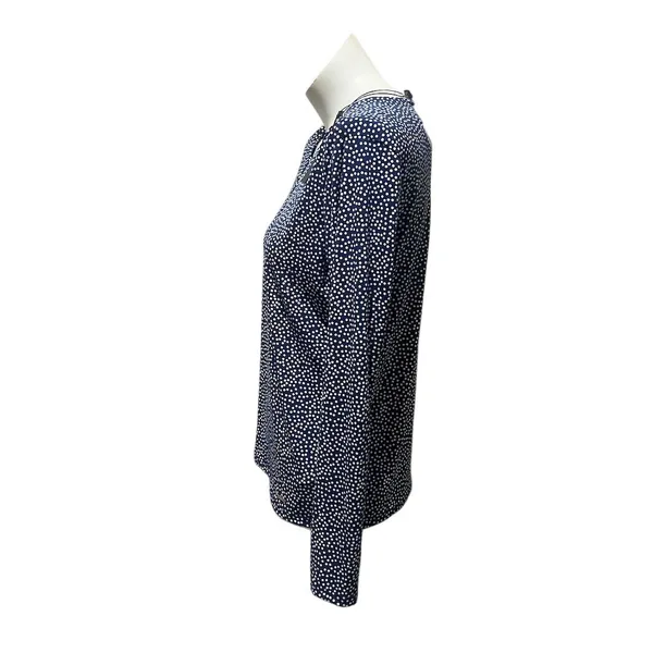 Tahari Women's M Blue Polka Dot V-Neck Long Sleeve Blouse New - Image 3