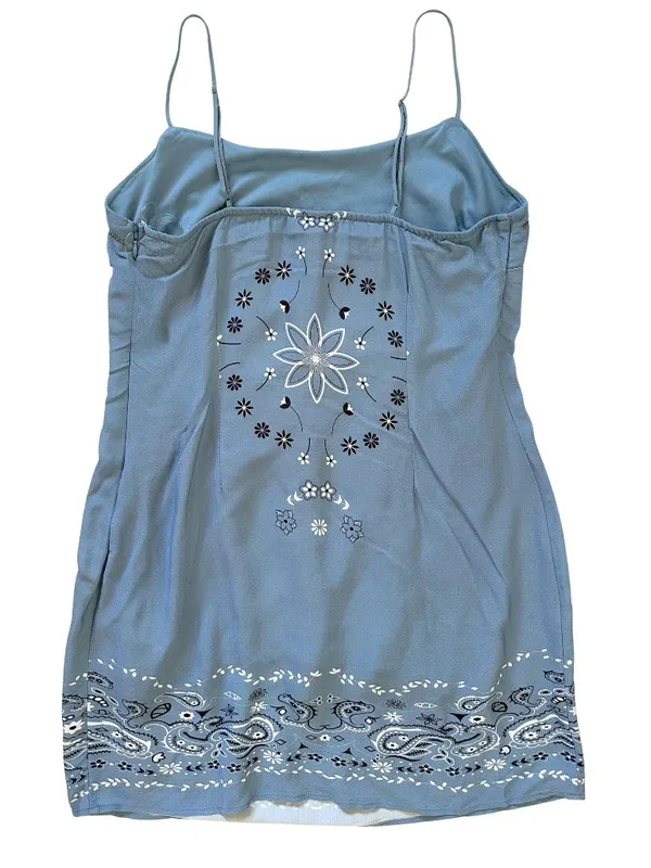 Wild Fable Blue Bandana Paisley Mini Shift Dress Size XXS Country Coastal - Image 4