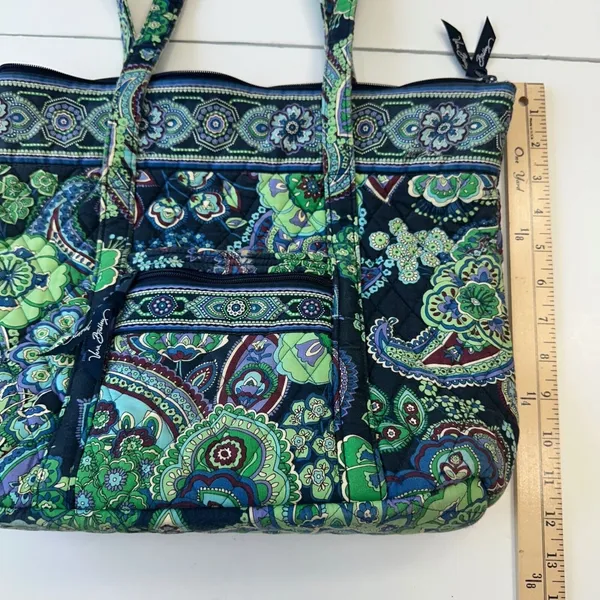 Vera Bradley Tote‎ Bag Quilted Floral Lightweight Travel Carry On Green - Image 9