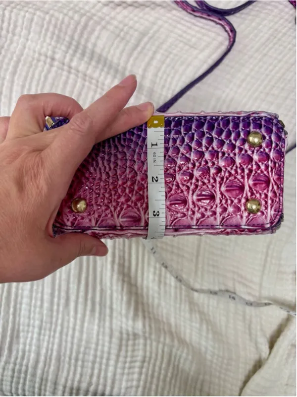 Women's Unbranded Purple Pink Faux Croc Embossed Crossbody Clutch Bag One Size - Image 7