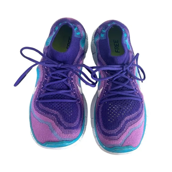 Nike Free Women’s Sneakers Running Teal Purple Pink Stretch Fabric Size 7.5 - Image 3