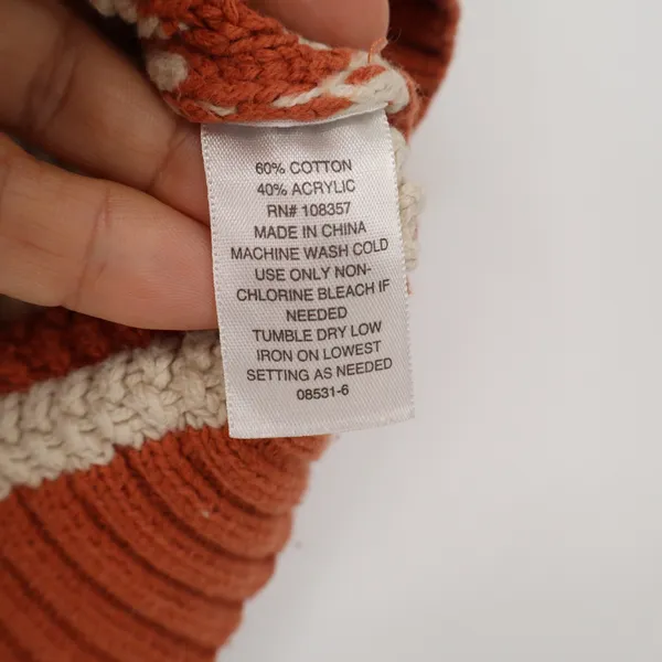 Arizona Jean Co Sweater Vest Womens S Cropped Orange Striped V-Neck Excellent - Image 3