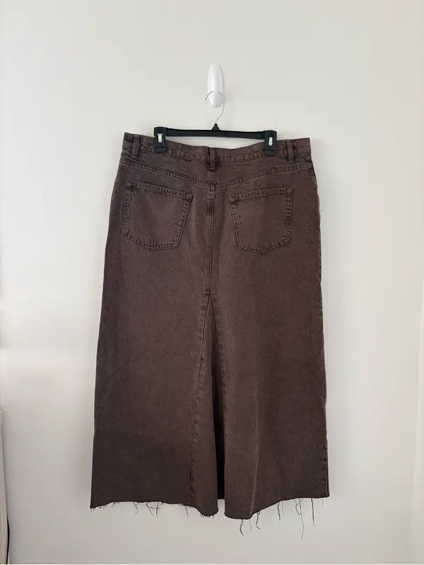 Reformation Jeans Tazz Maxi Brown Denim Skirt Size 31 - Image 3