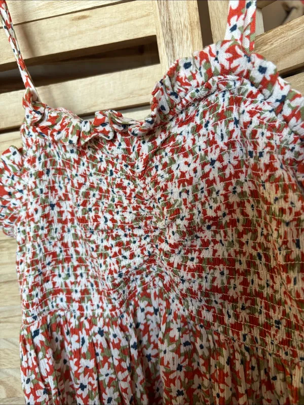 Patrons of Peace Smocked Maxi Dress in Rust & White Small - Image 2