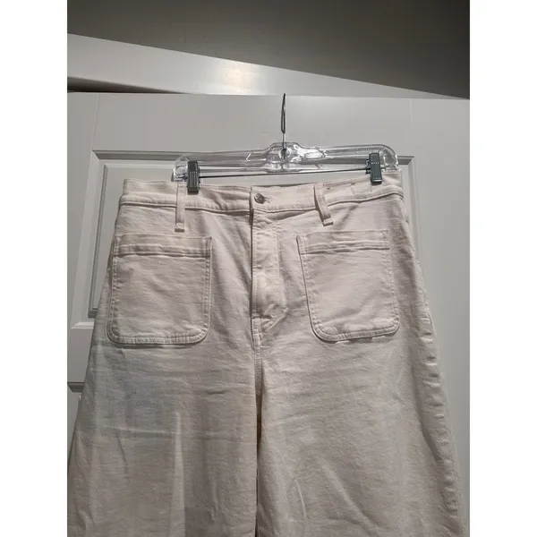 Madewell Perfect Vintage Wide Leg Jeans Size 32 Tall White Canvas High‎ Rise - Image 4
