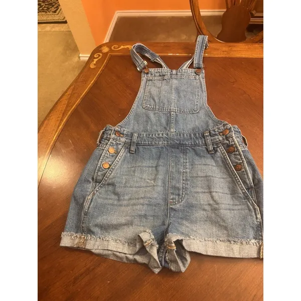 Madewell Adirondack Short Overalls in Dawkins Wash Blue Sz S - Image 3