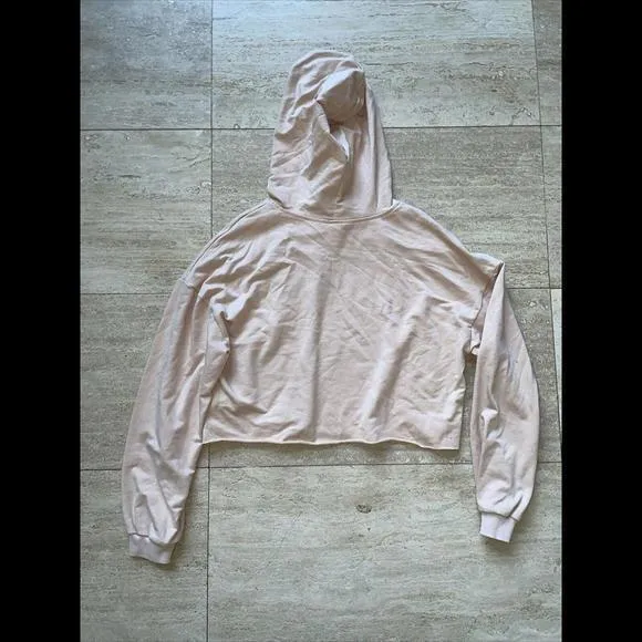 Beige Cropped Hoodie C’est‎ La Vie Size Small - Image 4