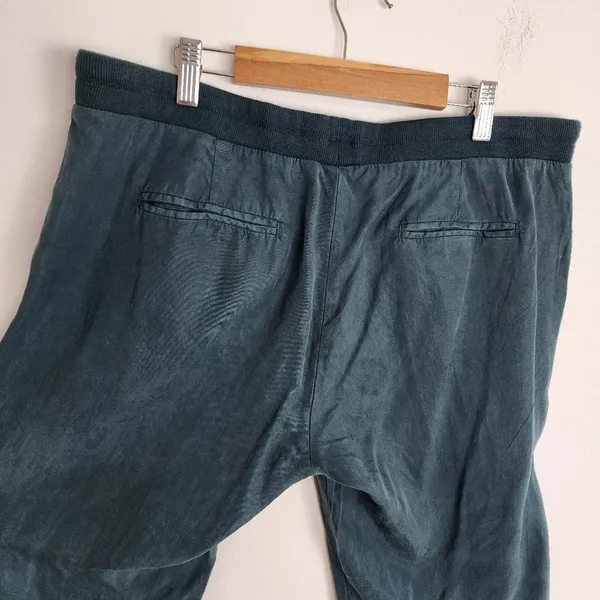 Mono B Pull-on Lightweight Pants Dark Teal Blue Tencel Cropped Size L - Image 9