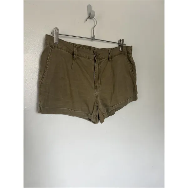 Hinge Shorts Cuffed Olive Green Stretch Mini Size Small Small Pockets - Image 2
