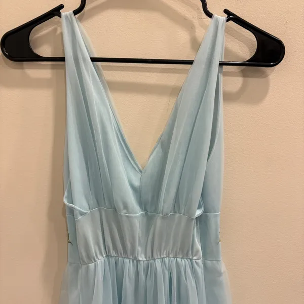 VTG 60s Heiress Light Blue Floral Embroidered Mesh Overlay Nightgown Dress XS - Image 10