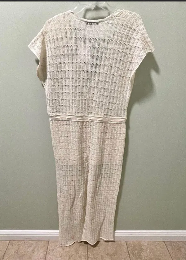 ZARA NWT Pointelle Knit V-Neck Jumpsuit Women’s Size Small - Image 7