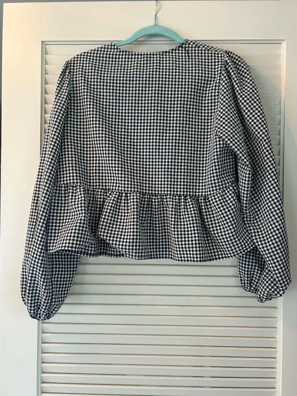 Shein Gingham Tie Top Front - Image 5