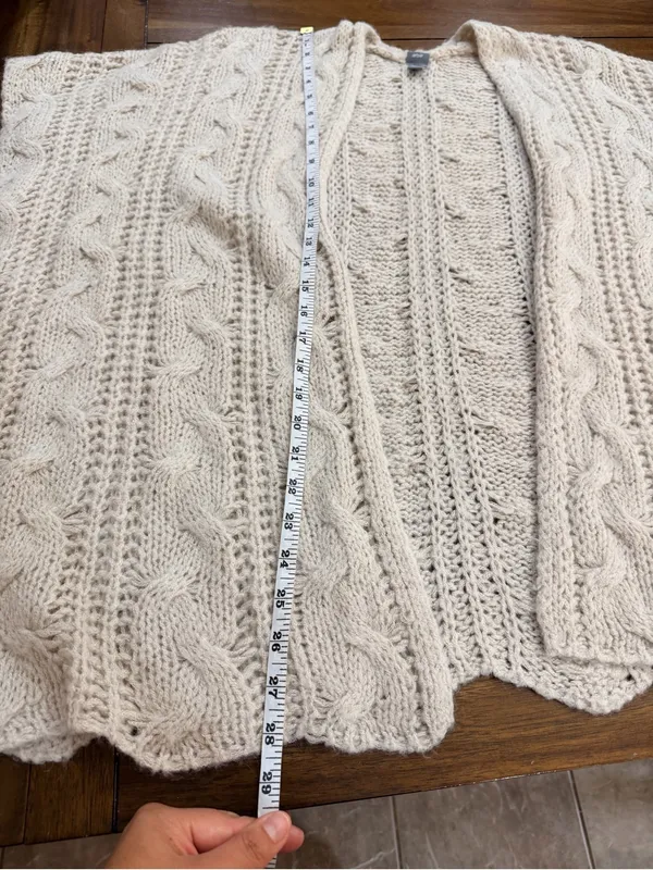 Aerie One Size Cream Cable Knit Open Front Cardigan Oversized Boho Sweater - Image 4