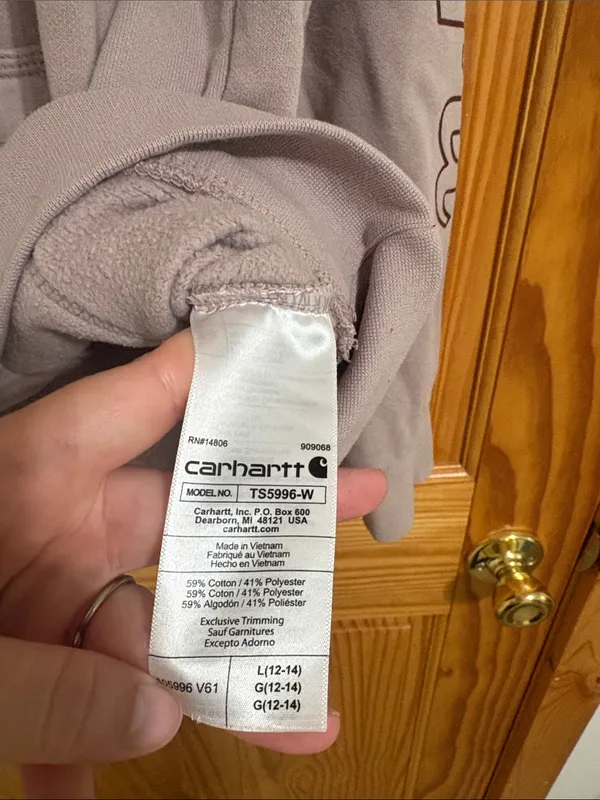 Carhartt Size Large Relaxed Fit Light Icy Pink Rain Defender Hooded Sweatshirt - Image 5