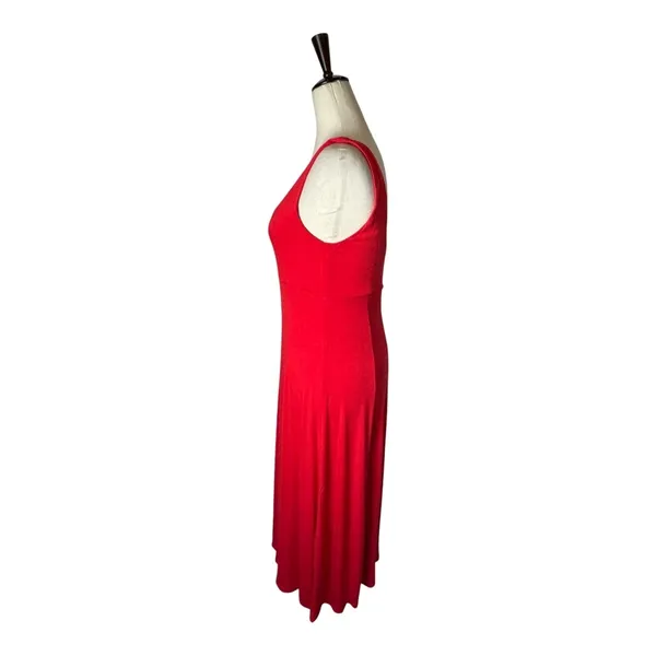 Spencer + Shaw Dress Women XS Red Sleeveless Scoop‎ Neck Fit And Flare Midi - Image 6