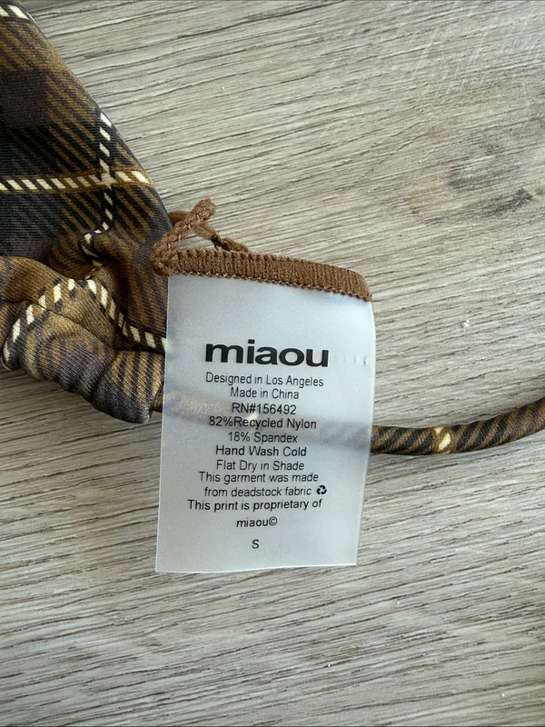 Revolve Miaou Bikini in Chocolate Plaid - Image 4