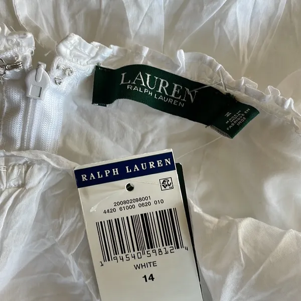 Ralph Lauren NWT LAUREN RALPH WHITE OFF THE SHOULDER EYELET EMBROIDERY BOHEMIAN DRESS - Image 8
